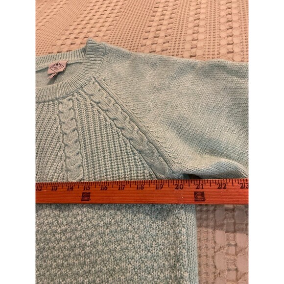 St John’s Bay Sweater Crewneck Cable Knit Size XL Mint Green Silver Sparkle - Picture 4 of 9